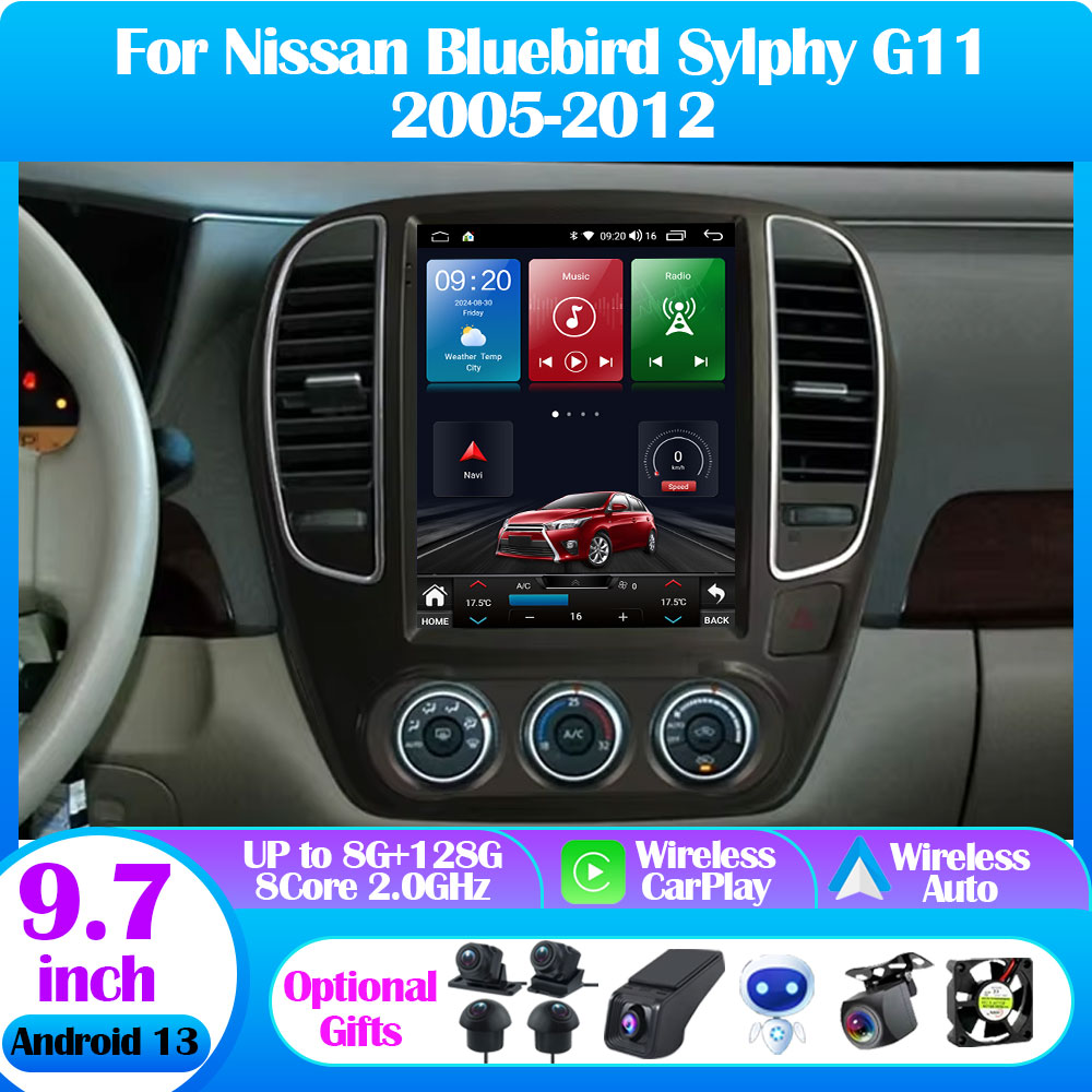 Tesla Style Screen Car Radio - لنيسان بلوبيرد سيلفي G11 2005-2012 9.7