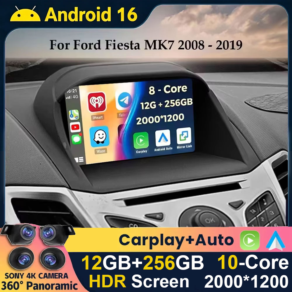Android Car Stereo 2 Din 8 Core - أندرويد 16 كاربلاي أوتو لفورد فييستا